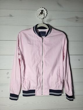 Denim & Flower Varsity Jacket Cotton Preppy Spring Unisex.